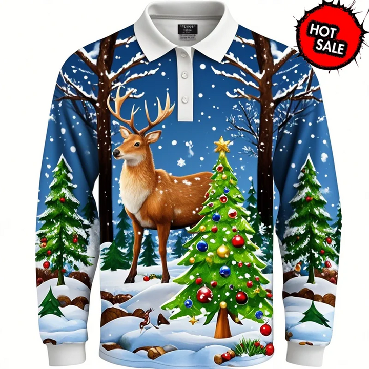 Drune | Santa Claus Polo Shirt - Stylisches Herren Polohemd mit 3D-Druck & atmungsaktiver Baumwolle