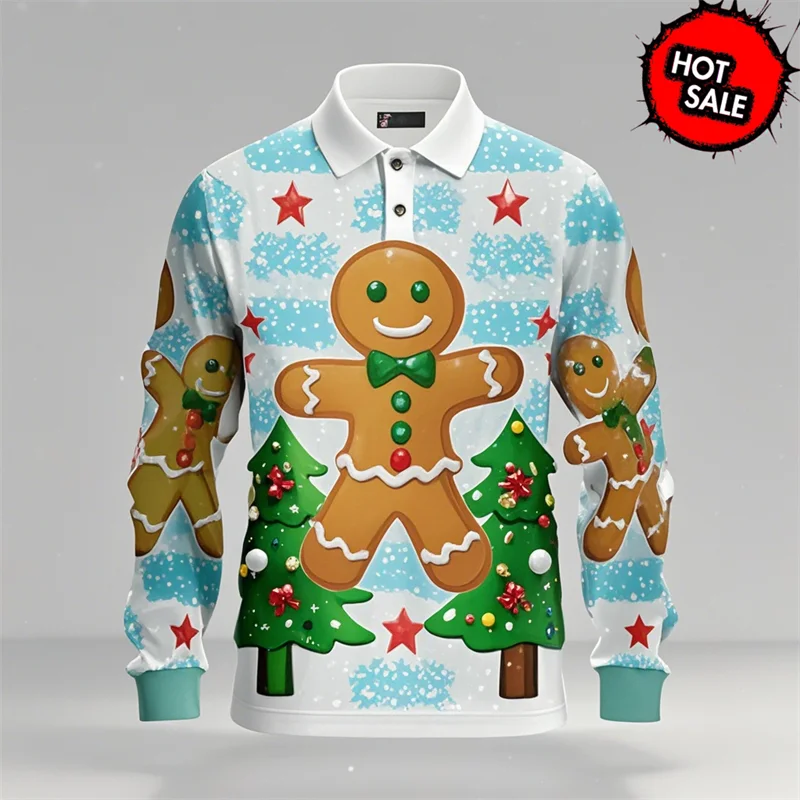 Drune | Santa Claus Polo Shirt - Stylisches Herren Polohemd mit 3D-Druck & atmungsaktiver Baumwolle