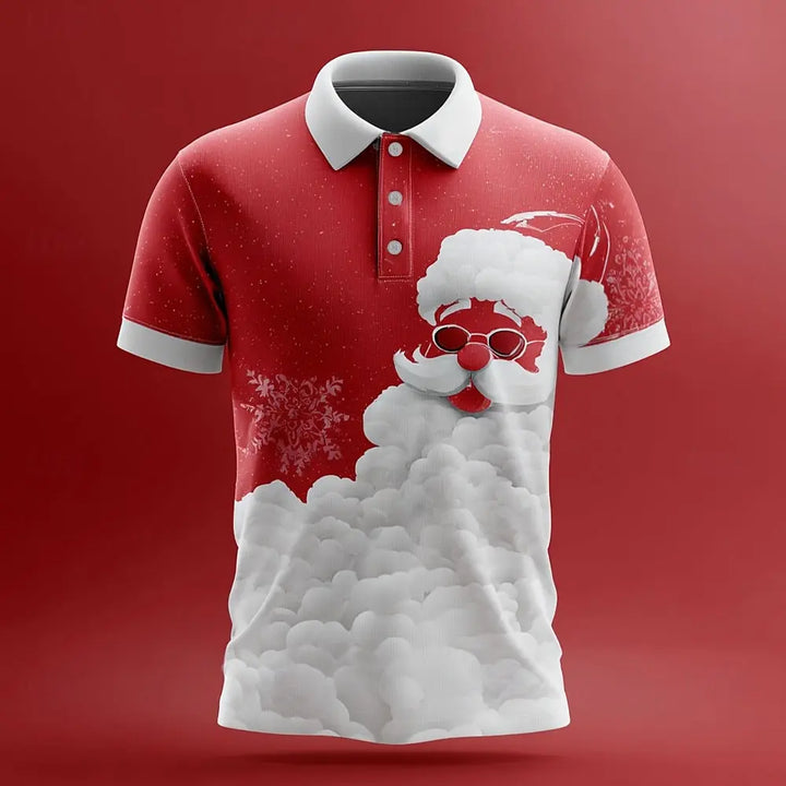Drune | Santa Polo für Herren - Komfortables & Auffälliges Hemd mit Weihnachtsdruck