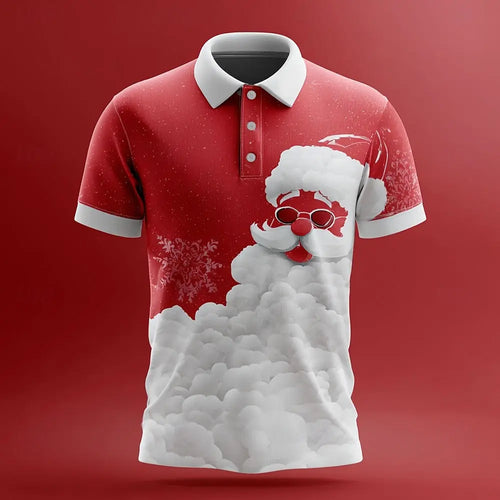 Drune | Santa Polo für Herren - Komfortables & Auffälliges Hemd mit Weihnachtsdruck