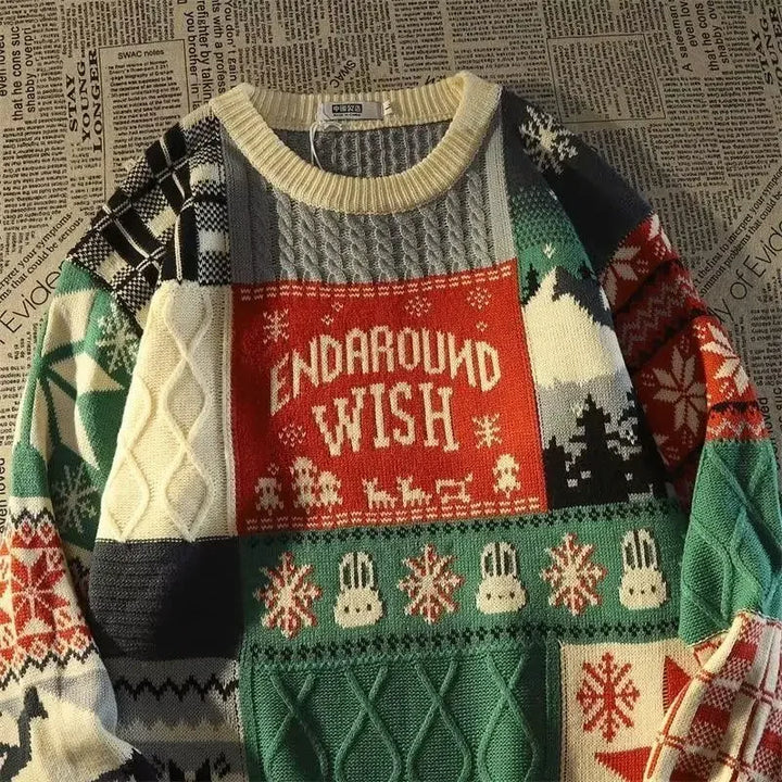 Drune | Festival Weihnachts-Pullover mit langen Ärmeln - warmer & stylischer Pullover für Männer und Frauen