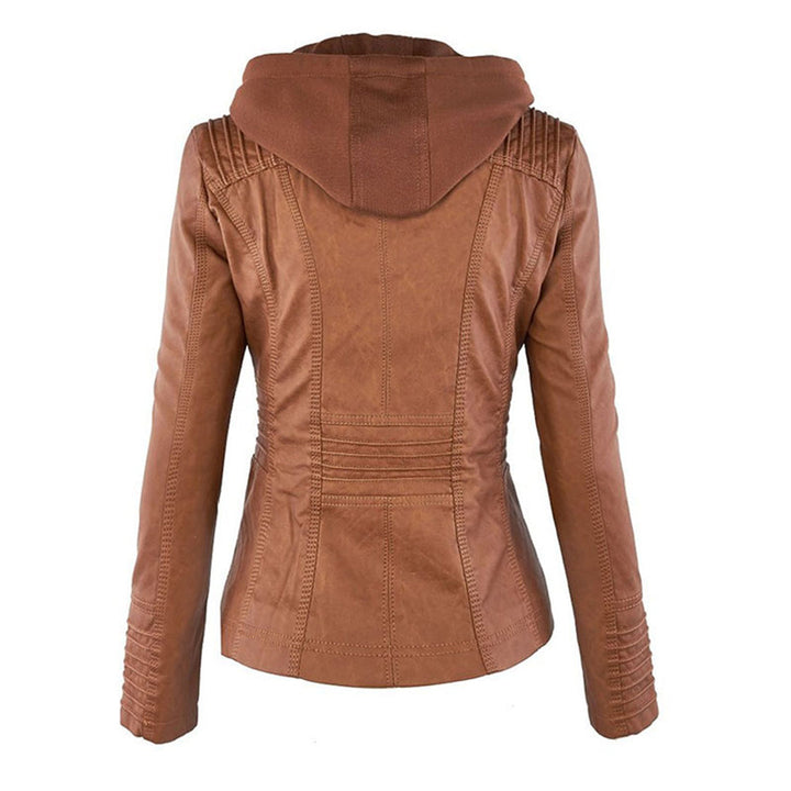 Drune | Wasserdichte Damen Lederjacke Mit Abnehmbarem Kapuzen