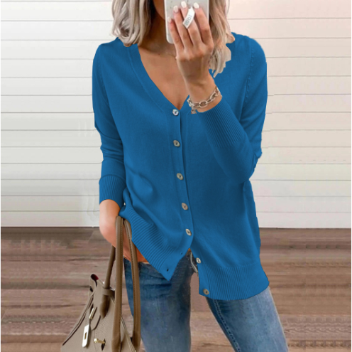 Drune | Damen Strickcardigan mit V-Ausschnitt und Knopfschluss