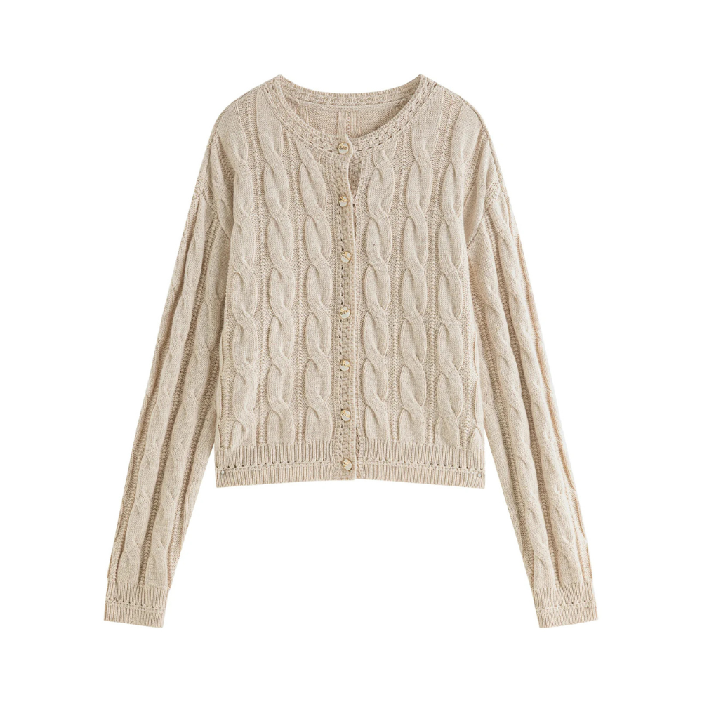 Drune | Klassische Strickjacke Damen mit Kabelmuster