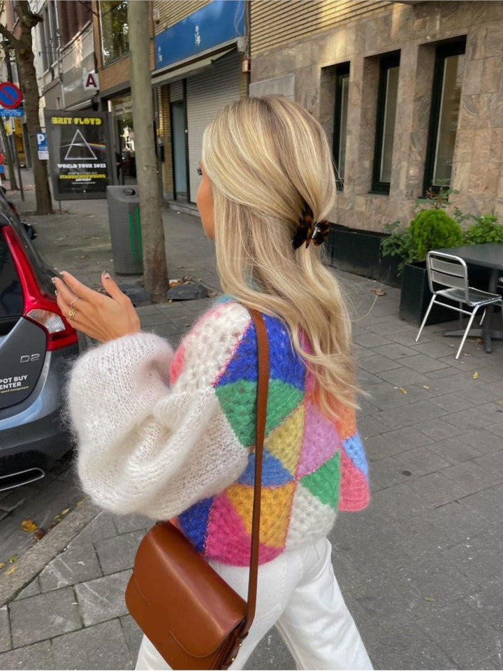 Drune | Bunte Patchwork Strickjacke Für Damen