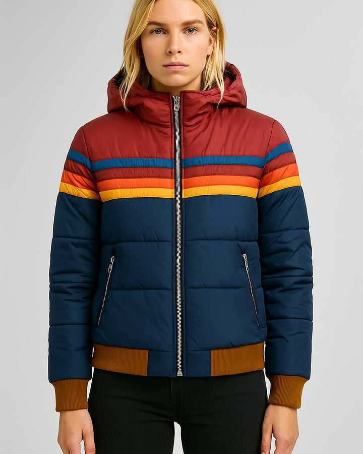 Drune | Damen Retro Regenjacke mit Kapuze
