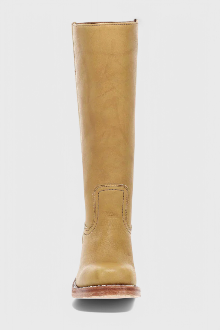 Knielange Stiefel - Damen Weite Wade Stiefel mit Blockabsatz Drune