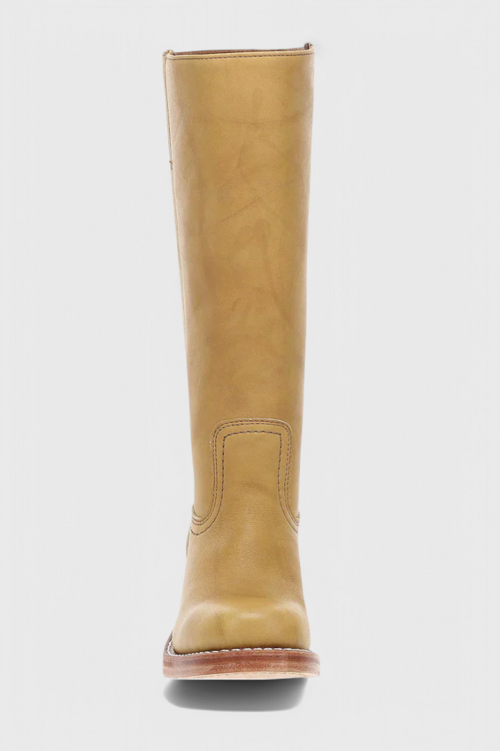 Knielange Stiefel - Damen Weite Wade Stiefel mit Blockabsatz Drune
