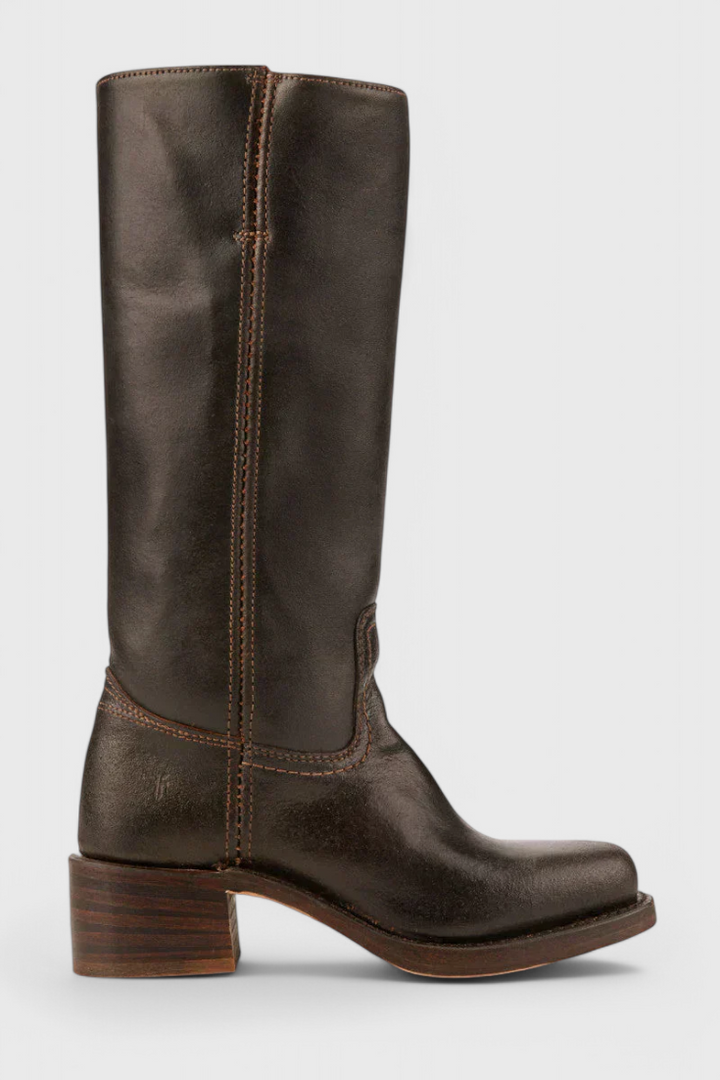 Knielange Stiefel - Damen Weite Wade Stiefel mit Blockabsatz Drune