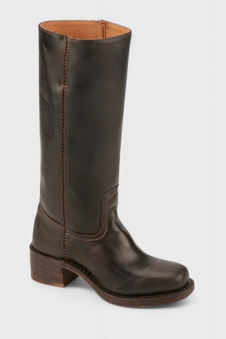 Knielange Stiefel - Damen Weite Wade Stiefel mit Blockabsatz Drune