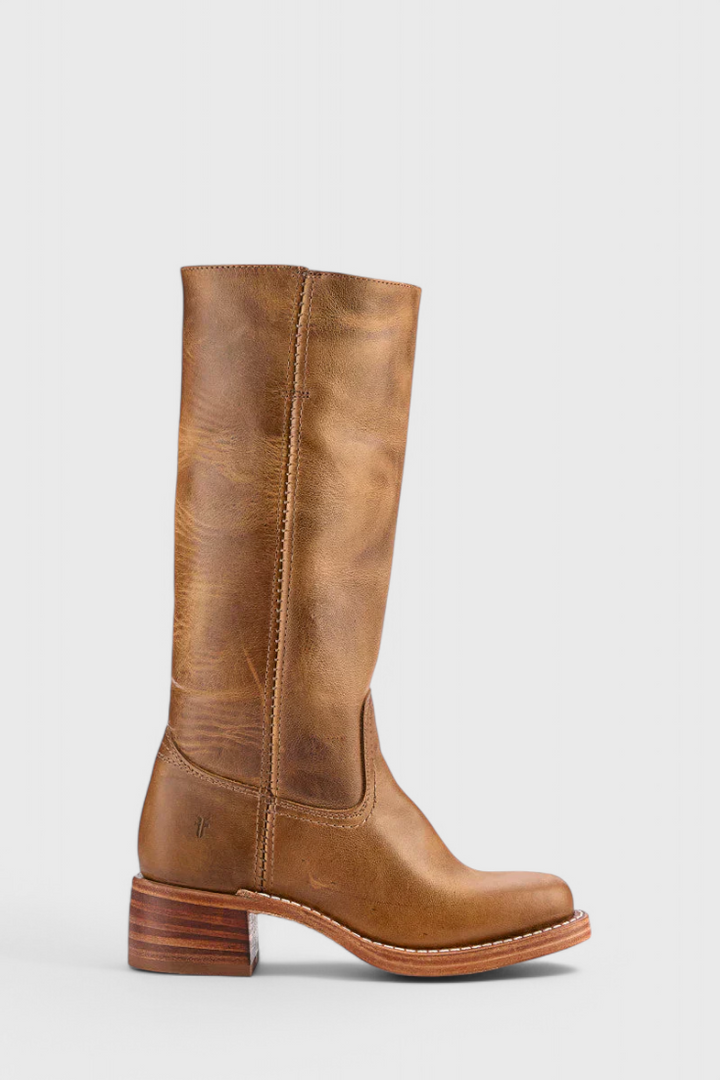Knielange Stiefel - Damen Weite Wade Stiefel mit Blockabsatz Drune