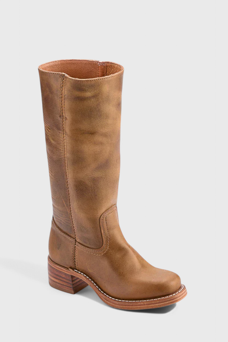 Knielange Stiefel - Damen Weite Wade Stiefel mit Blockabsatz Drune