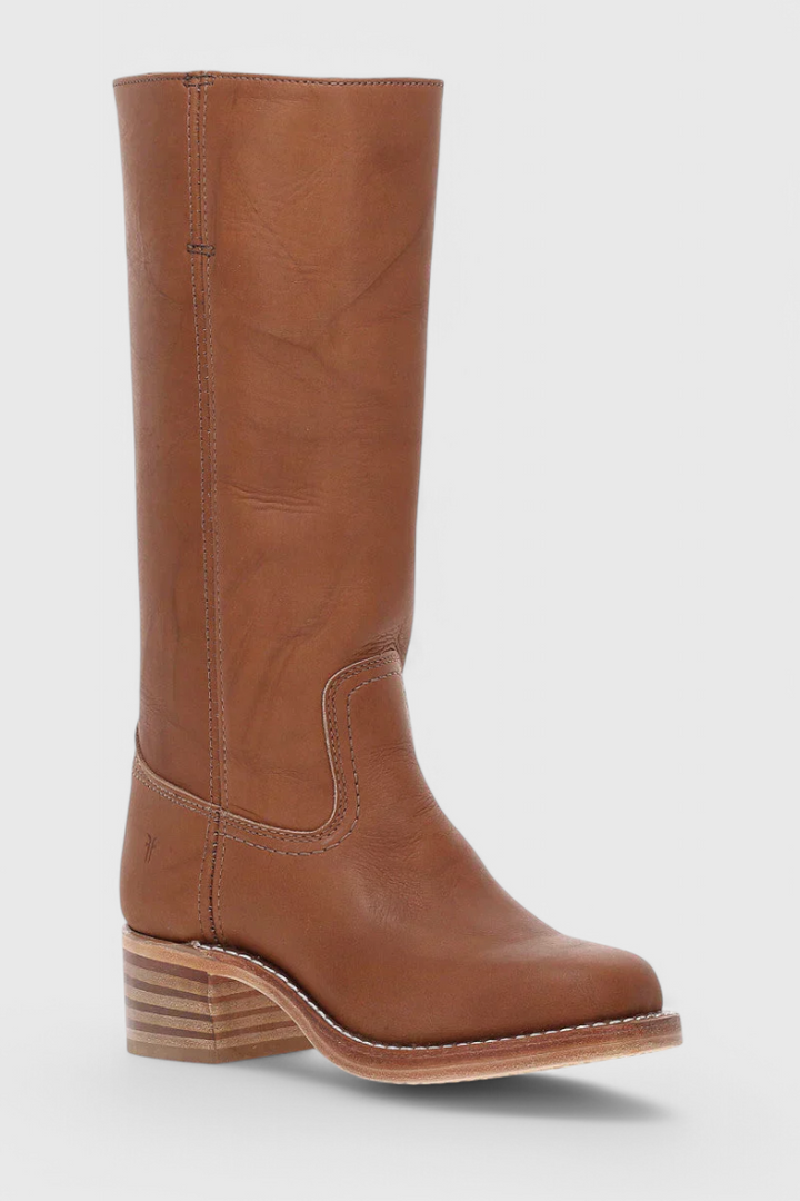 Knielange Stiefel - Damen Weite Wade Stiefel mit Blockabsatz Drune