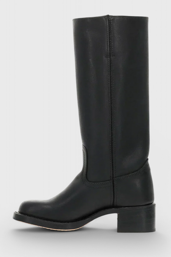 Knielange Stiefel - Damen Weite Wade Stiefel mit Blockabsatz Drune