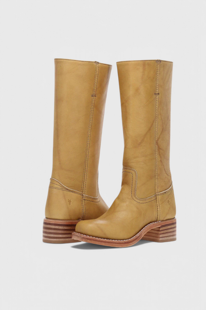 Knielange Stiefel - Damen Weite Wade Stiefel mit Blockabsatz Drune