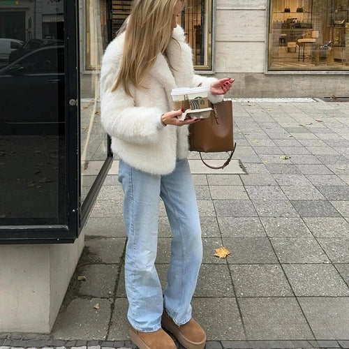 Drune | Vintage - Damenjacke Winter mit Kunstpelz und Umlegekragen