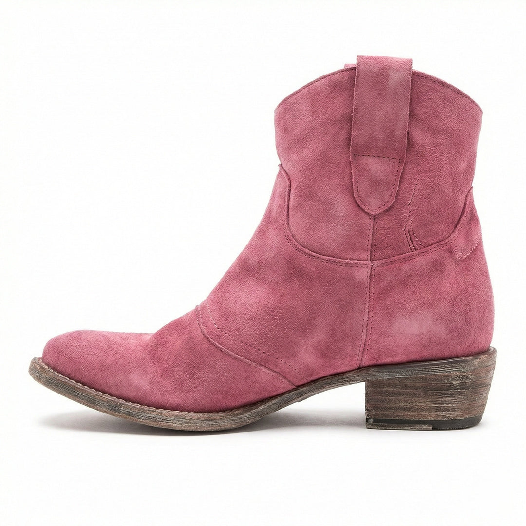 Kurze Cowboy-Stiefel | Western | Wildleder | Knöchel-Stiefel | Damenstiefel Drune