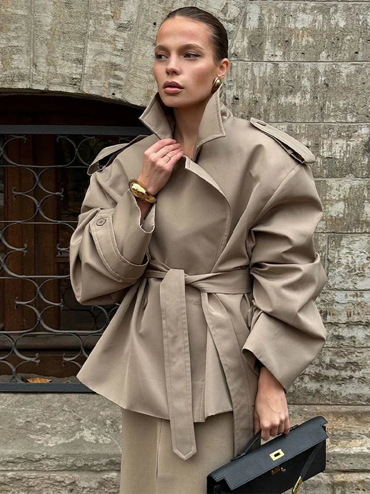 Drune | Trenchcoat Doppelreiher Gürtel Übergroßer Trenchcoat Damen Trenchcoat