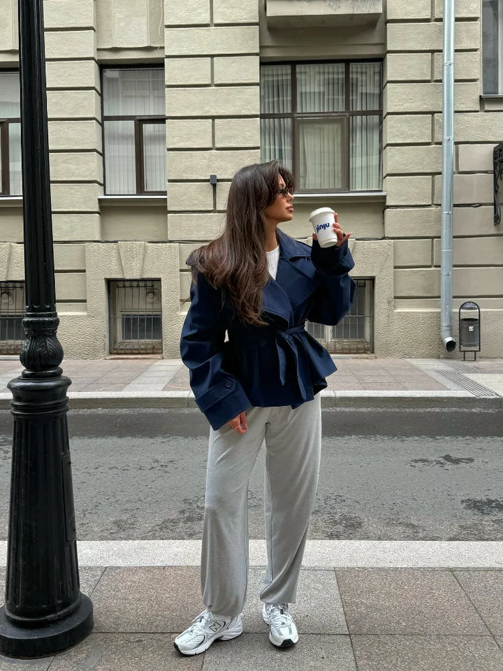 Drune | Trenchcoat Doppelreiher Gürtel Übergroßer Trenchcoat Damen Trenchcoat