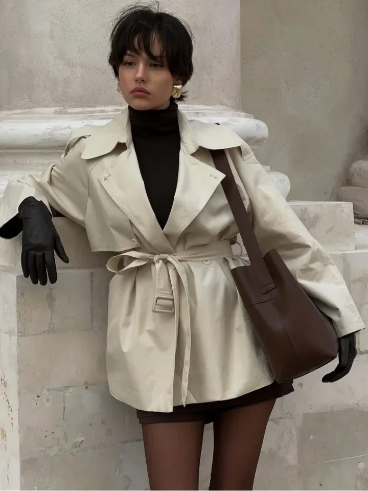 Drune | Trenchcoat Doppelreiher Gürtel Übergroßer Trenchcoat Damen Trenchcoat