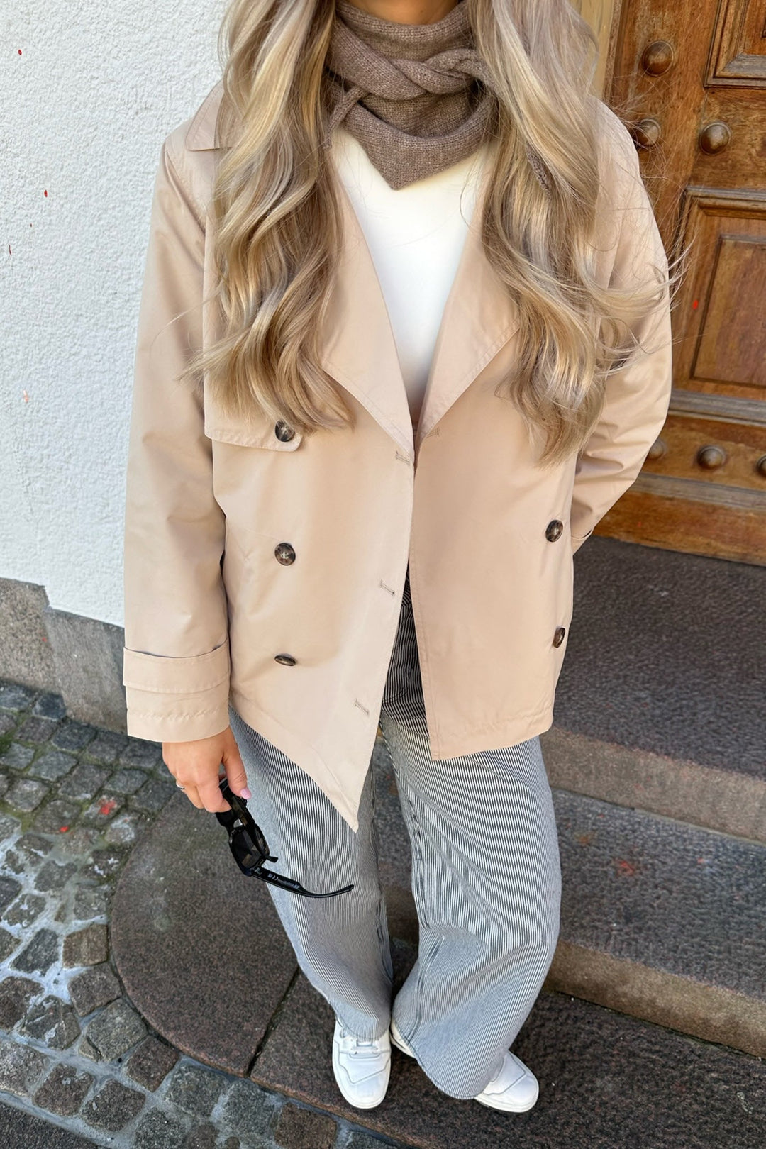 Drune | Trenchcoat Gürtel Doppelt Genäht Beiger Trenchcoat Trenchcoat Frauen