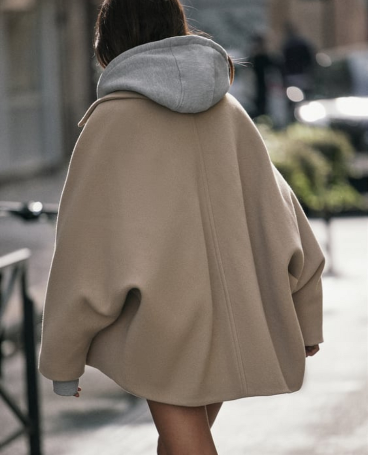 Drune | Wollmantel Einreiher Lässige Passform Übergröße Wollmantel Wolltrenchcoat Frauen