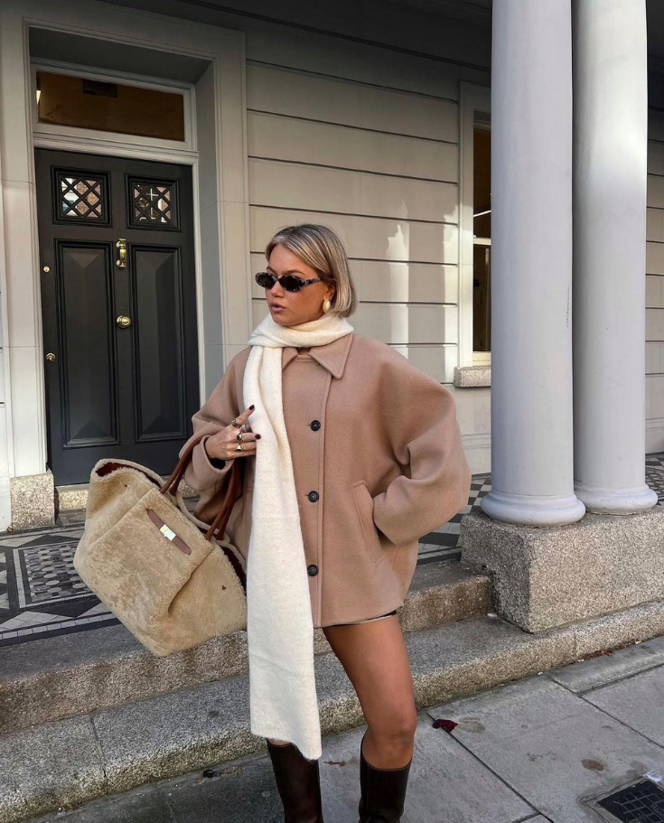 Drune | Wollmantel Einreiher Lässige Passform Übergröße Wollmantel Wolltrenchcoat Frauen