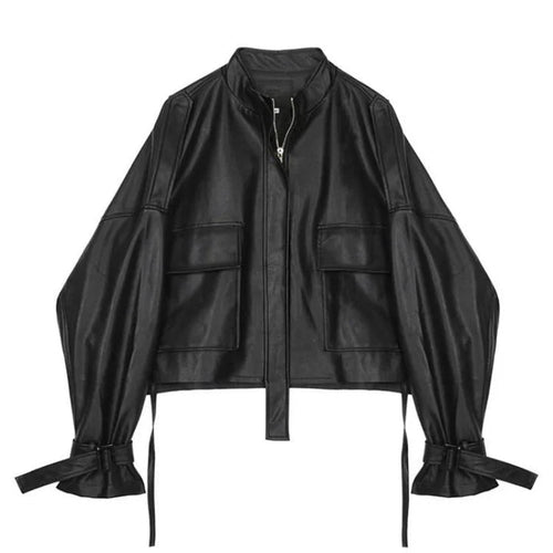 Drune | Legere Jacke aus veganem Leder mit Taschen für Damen - Perfekt für informelle Tage