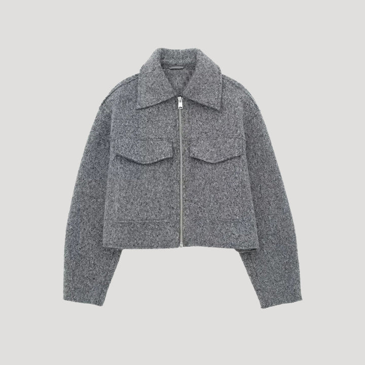 Drune | Damen Strukturierte Kurze Jacke Wolle Design