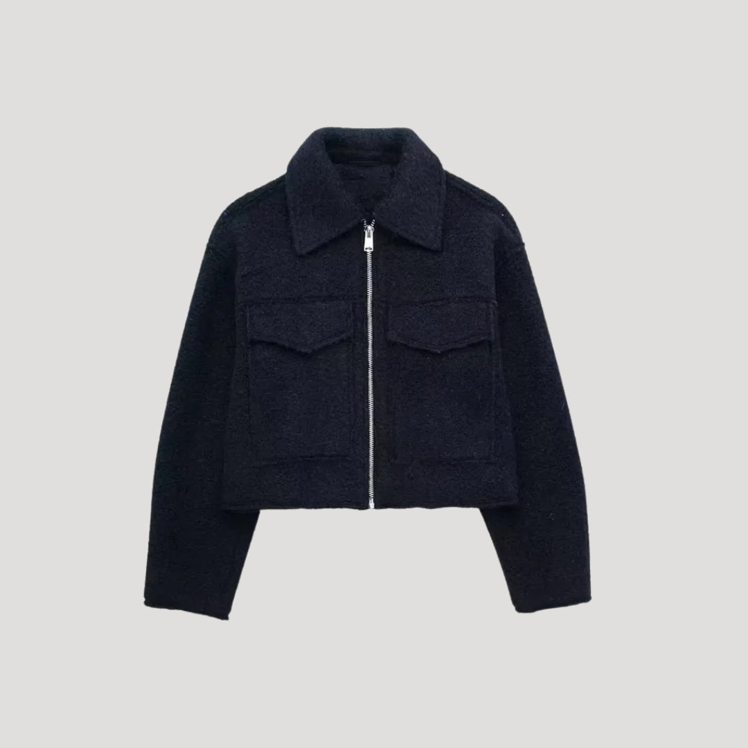 Drune | Damen Strukturierte Kurze Jacke Wolle Design