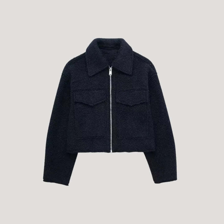 Drune | Damen Strukturierte Kurze Jacke Wolle Design