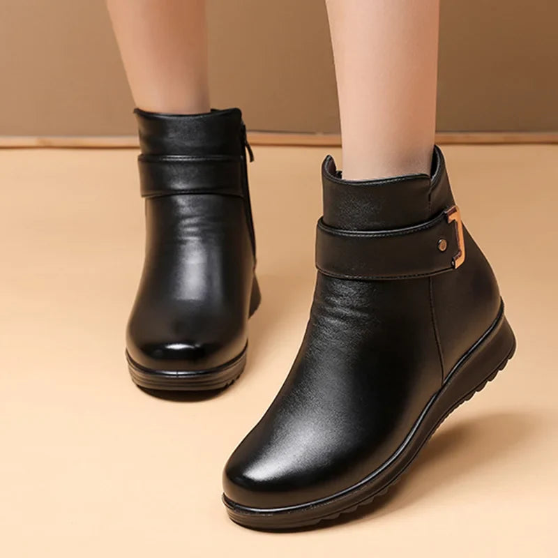 Drune | Leah Orthopädische Wollstiefel mit Metallschnalle
