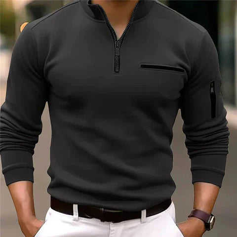 Drune | Herrenpullover Mit Reißverschluss Und Taschen