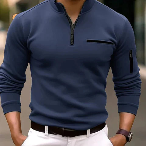 Drune | Herrenpullover Mit Reißverschluss Und Taschen