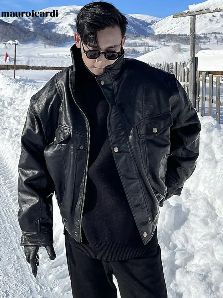 Drune | Zeitloser Herren-Ledermantel im Oversized-Fit für den Alltag