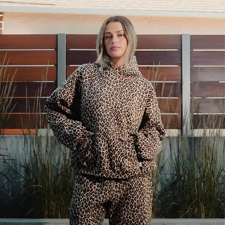 Drune | Luxe Damen Kapuzenpullover mit Pantherdruck