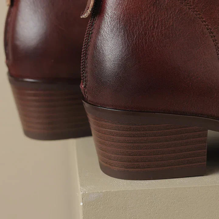 Drune | damenstiefelette aus leder mit blockabsatz