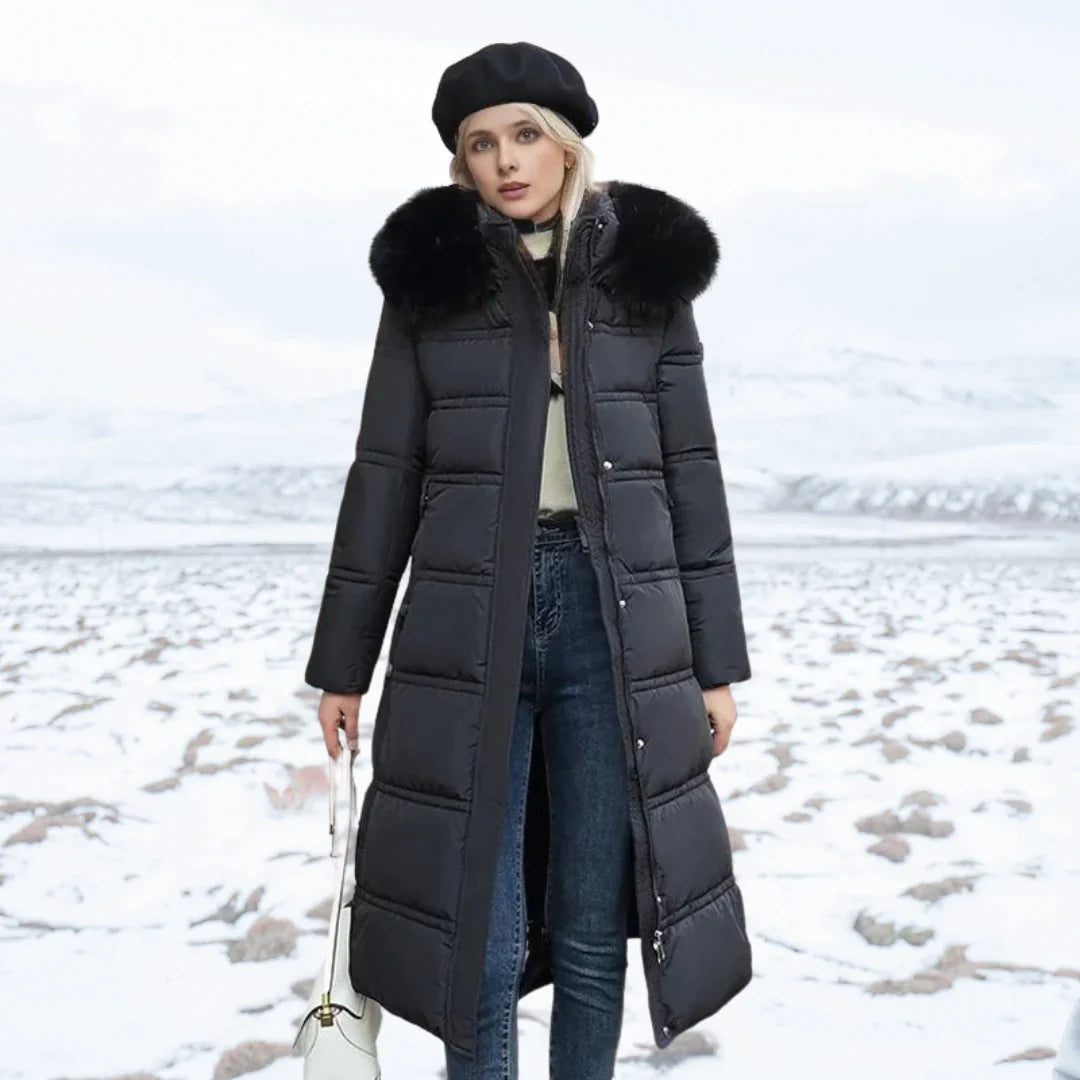 Drune | Damen Winterjacke - Warme gefütterte Jacke mit Kunstfellkragen