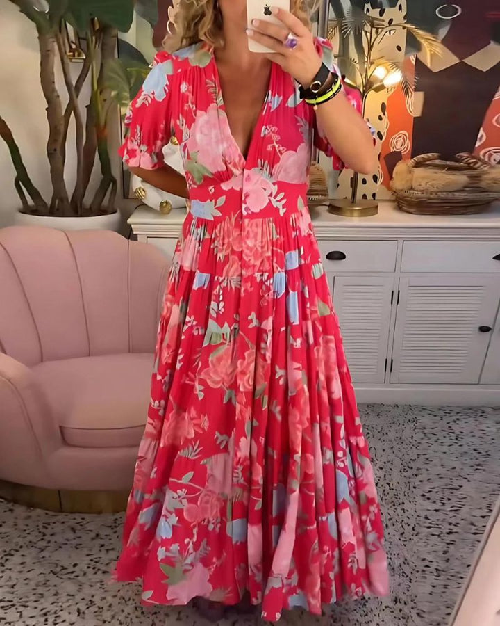 Drune | Bedrucktes V-Ausschnitt Kleid