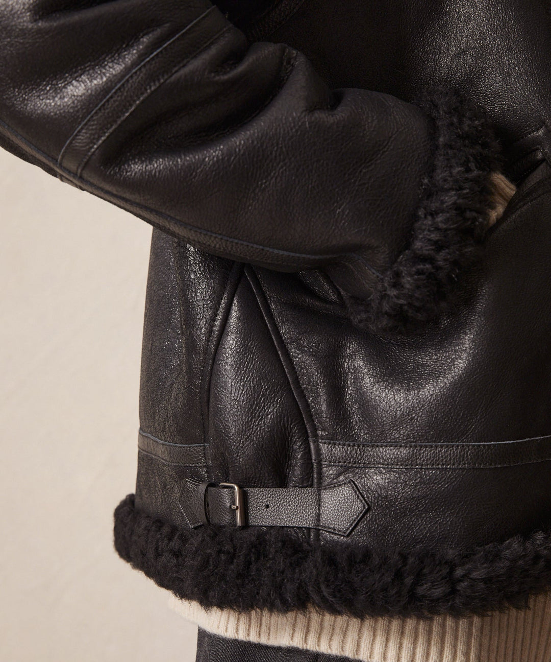 Drune | schwarze Aviator-Lederjacke für Herren