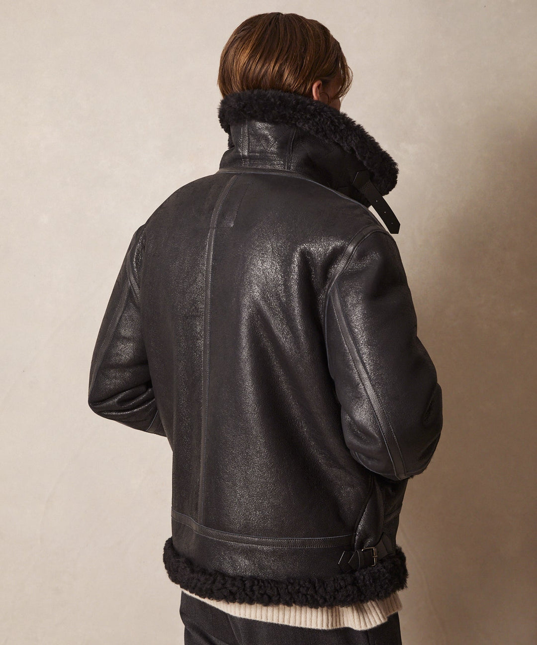 Drune | schwarze Aviator-Lederjacke für Herren