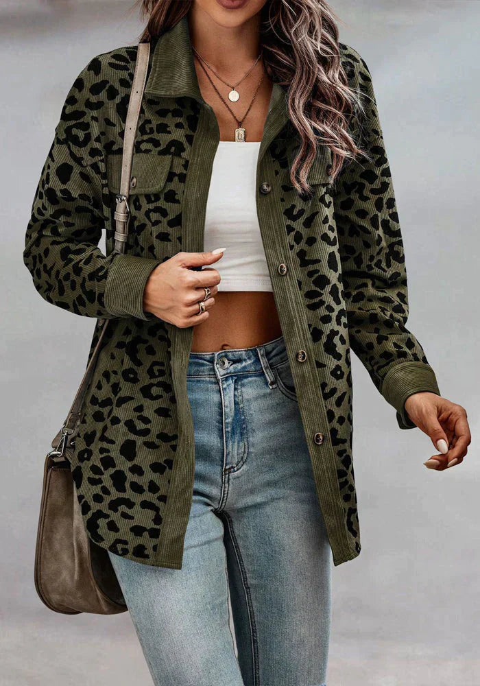 Drune | Leopardenmuster Cordjacke