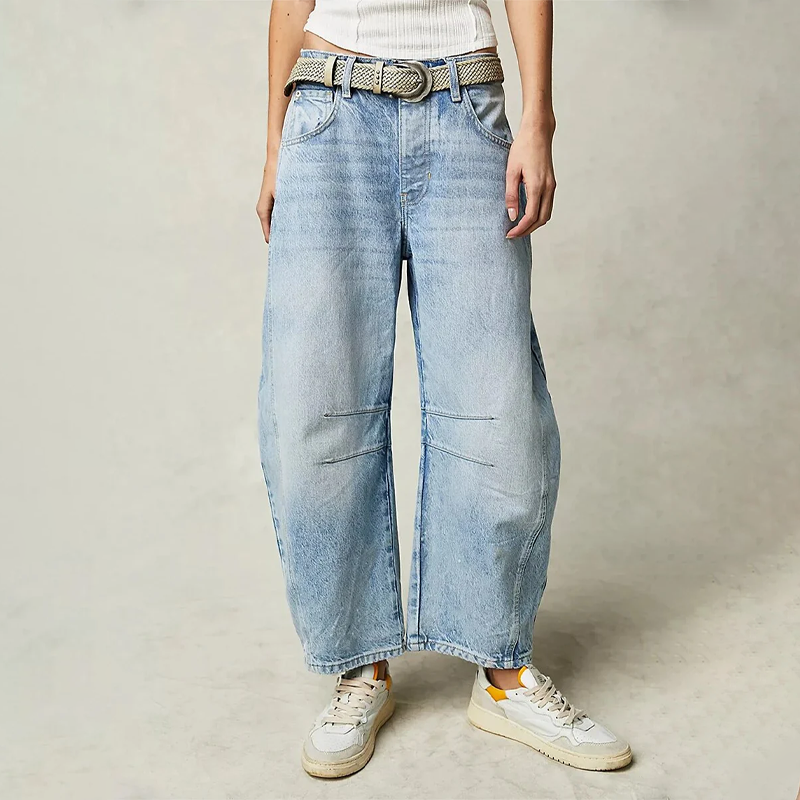 Drune | Damen Weite Beinhose Denim