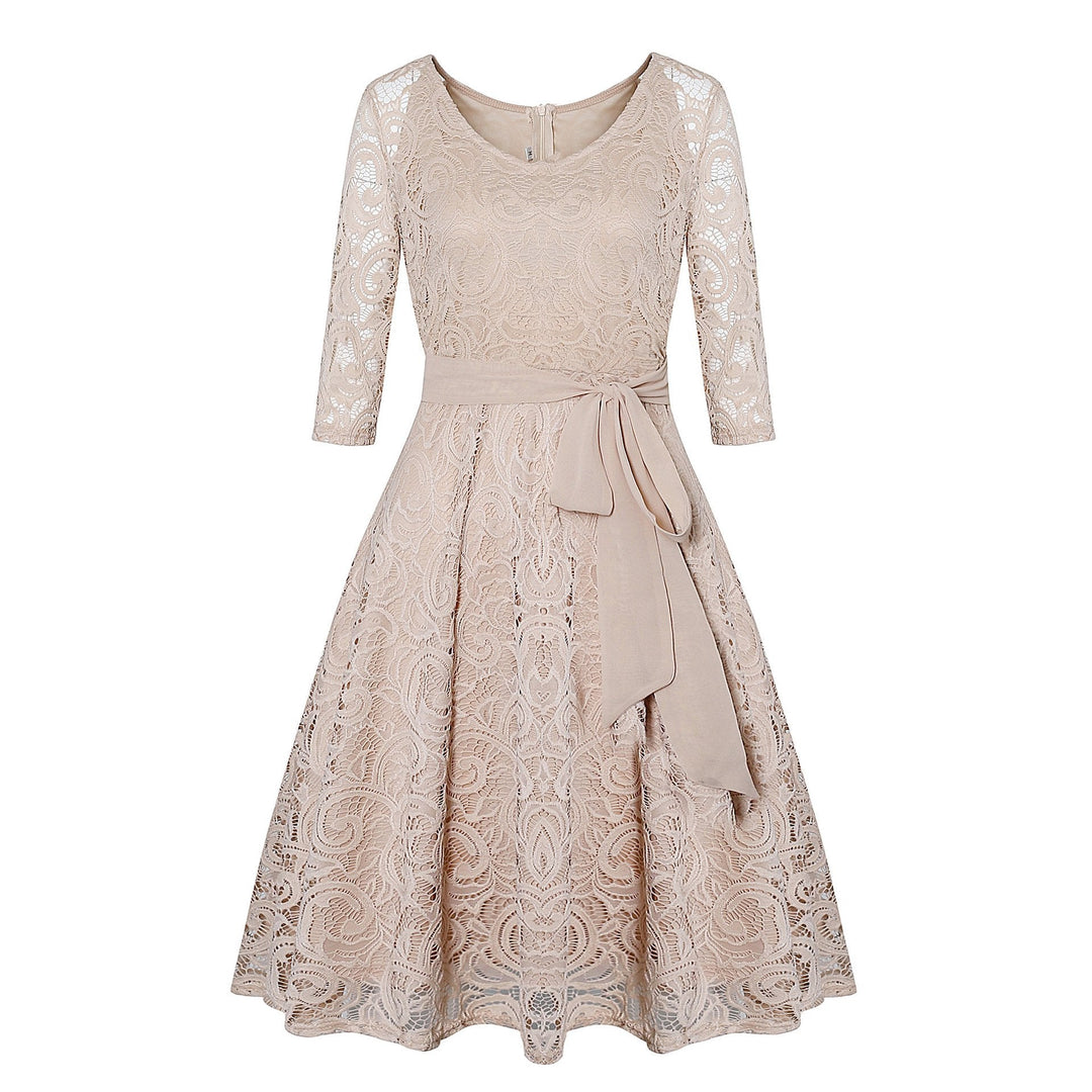 Drune | Spitzen-Illusionsärmel Cocktailkleid