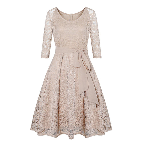 Drune | Spitzen-Illusionsärmel Cocktailkleid