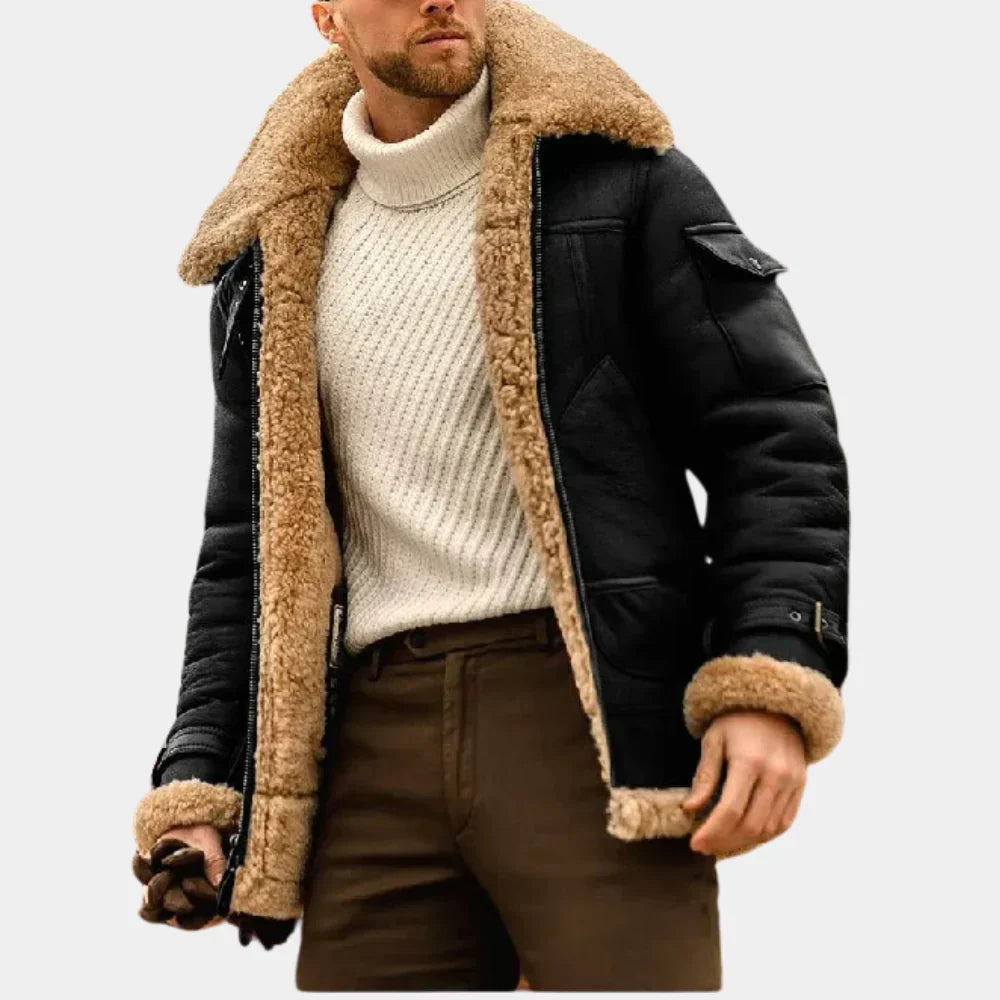 Drune | Leder Winterjacke für Herren im Pilotenstil