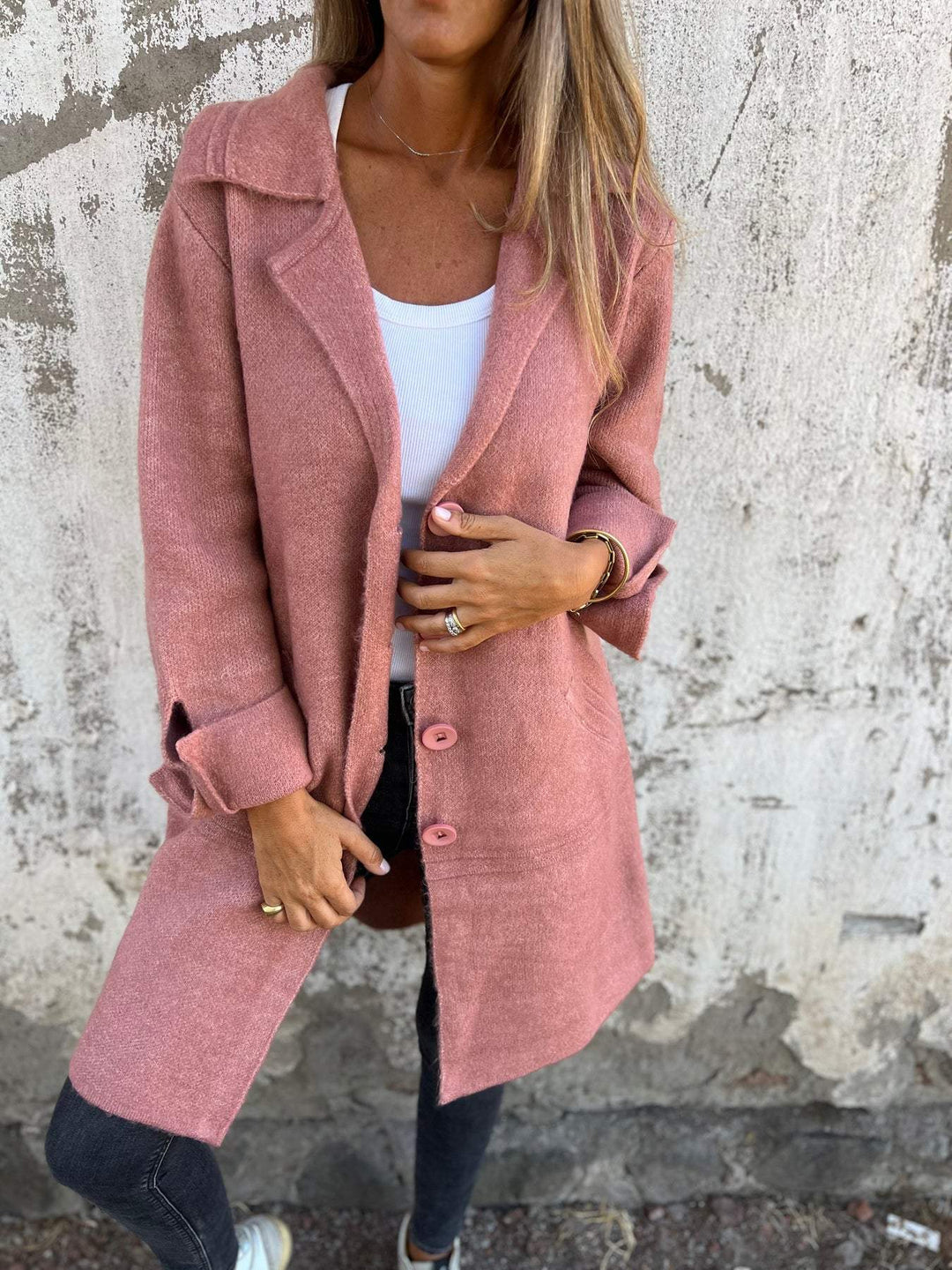 Drune | Kleid Knopfleiste Gestrickt Strickjacke Damenbekleidung