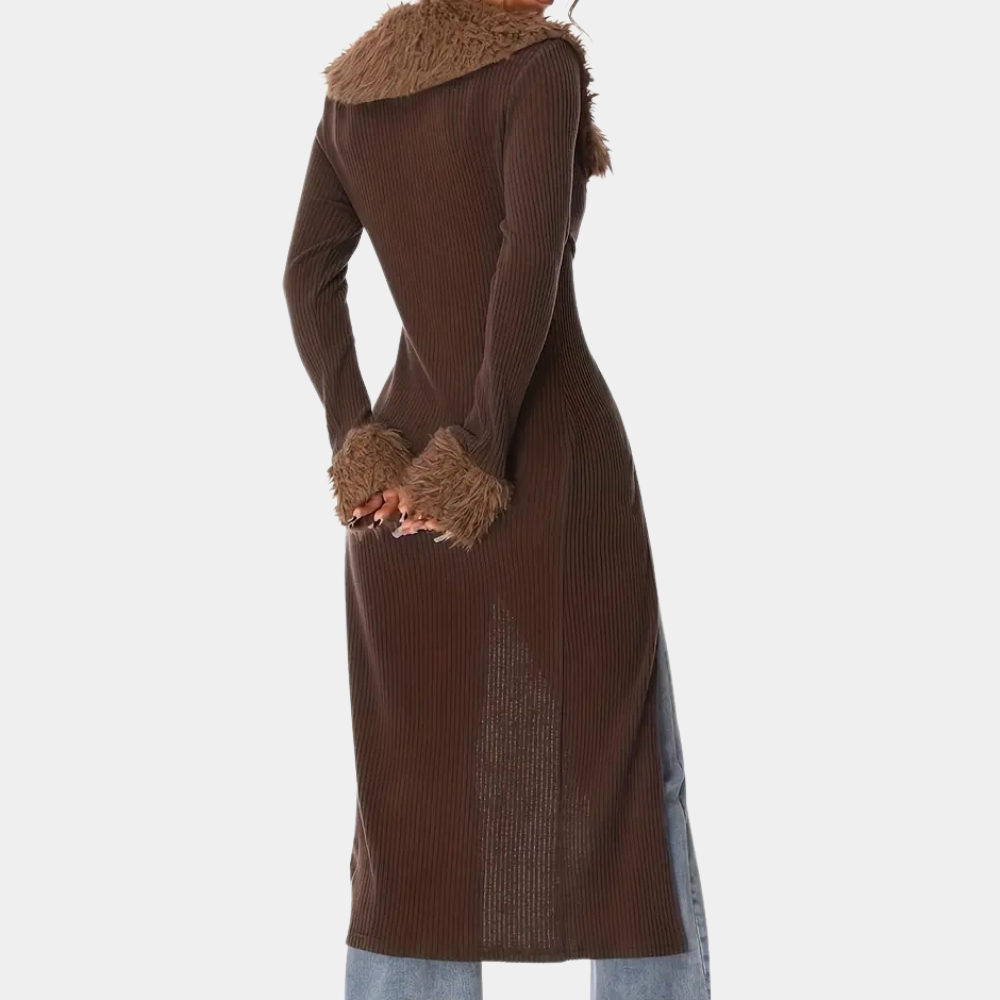 Drune | Vest Rippstrick Braun Strickjacke Damenjacke