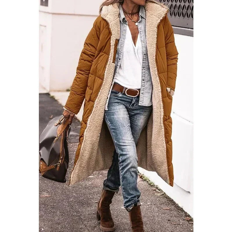 Drune | Pufferjacke Kapuze Fleece Futter Pufferjacke Winterjacken für Frauen