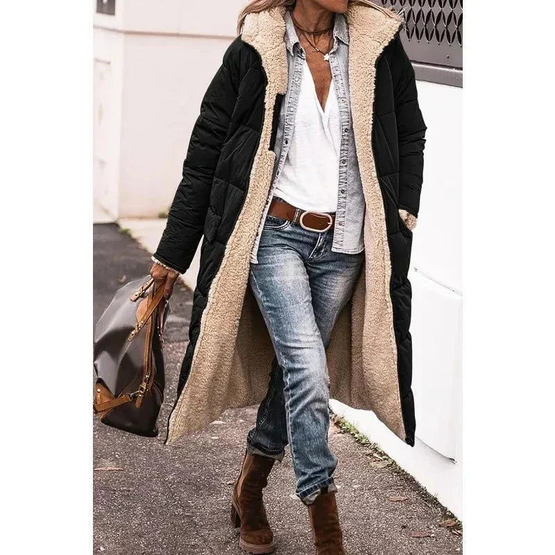 Drune | Pufferjacke Kapuze Fleece Futter Pufferjacke Winterjacken für Frauen